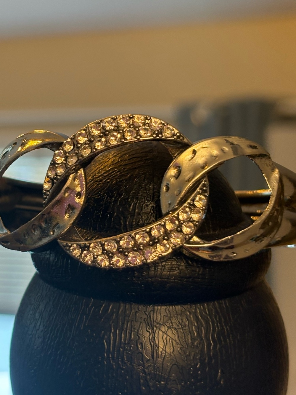Crystal-Accented Silver Link Hair Barrette - Women Accessories